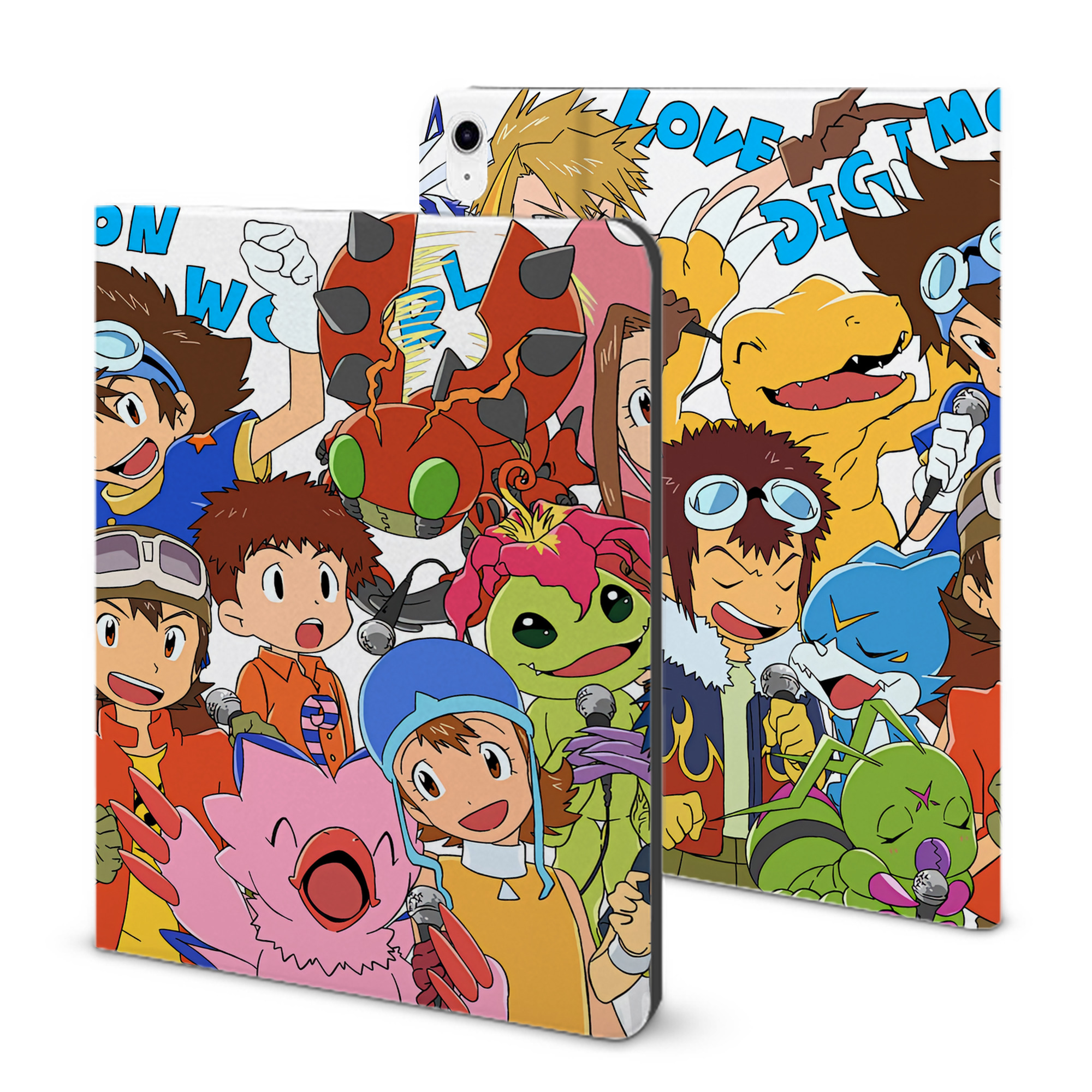 （画像用） Digimon デジタルモンスター/デジモン IPad ケース ブック型 PUレザー TPU 耐衝撃 軽量 薄型 ペン収納なし 全面保護 IPad 各モデル対応